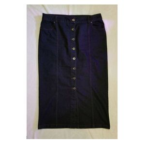 Lane Bryant Button Front Midi Dark Denim Skirt